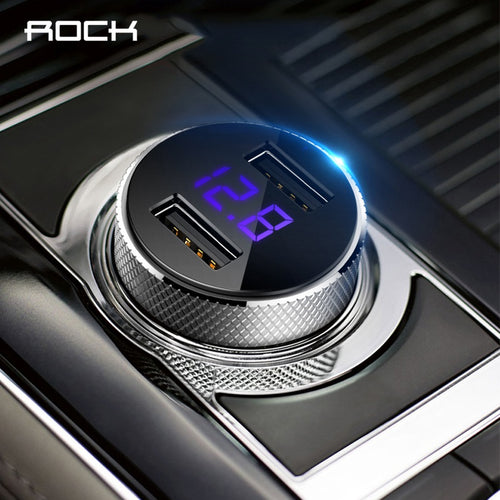 ROCK Mini Dual USB Car Charger LED Display-Phones & Accessories-Homeoption Store