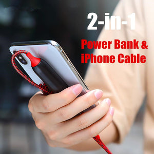 2-in-1 Power Bank&USB Cable for iPhone 700 mAh Portable Emergency External Battery Pack with Charger Data Cable for iPhone-Home & Personal-Homeoption Store