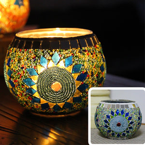 Mosaic glass candle holder-Home & Personal-Homeoption Store