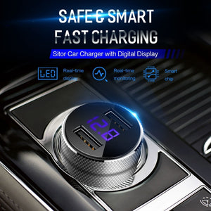 ROCK Mini Dual USB Car Charger LED Display-Phones & Accessories-Homeoption Store