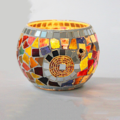 Mosaic glass candle holder-Home & Personal-Homeoption Store