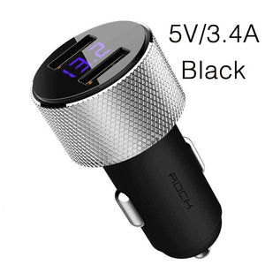 ROCK Mini Dual USB Car Charger LED Display-Phones & Accessories-Homeoption Store