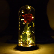 Load image into Gallery viewer, Rose In Flask Beauty And The Beast Gold-plated Red Rose With LED Light In Glass Dome For Wedding Party Mother's Day Gift-Homeoption Store
