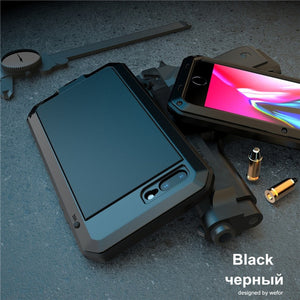 Tempered glass+Metal Aluminum armor phone Case for iPhone 11 Pro XS MAX XR X 7 8 6 6S Plus 5S 5C 5 SE Full Body Shockproof Cover-Homeoption Store