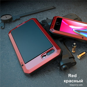 Tempered glass+Metal Aluminum armor phone Case for iPhone 11 Pro XS MAX XR X 7 8 6 6S Plus 5S 5C 5 SE Full Body Shockproof Cover-Homeoption Store