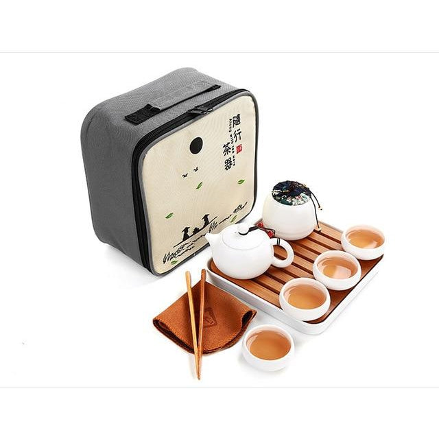 Portable Travel Bag Travel Kung Fu Ceramic Teapot coffee Tea Set Porcelain Teapot Tea Cups of Tea Ceremony drinkware Tea Pot-Homeoption Store