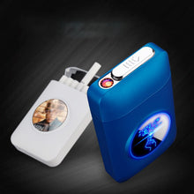 Load image into Gallery viewer, Resin Metal Cigarette Case Box with USB Electronic Lighter Tobacco Storage Case Cigarette Holder Electric Plasma Arc Lighter-Homeoption Store