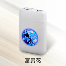 Load image into Gallery viewer, Resin Metal Cigarette Case Box with USB Electronic Lighter Tobacco Storage Case Cigarette Holder Electric Plasma Arc Lighter-Homeoption Store