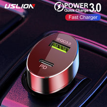 Load image into Gallery viewer, USLION Quick Charge 3.0 USB Car Charger for iPhone 11 Pro Max Xiaomi USB C Fast Charging Mobile Phone Chargers PD3.0 + QC3.0-Homeoption Store