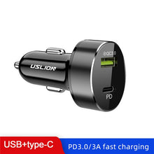 Load image into Gallery viewer, USLION Quick Charge 3.0 USB Car Charger for iPhone 11 Pro Max Xiaomi USB C Fast Charging Mobile Phone Chargers PD3.0 + QC3.0-Homeoption Store