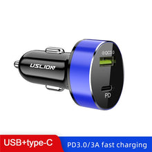 Load image into Gallery viewer, USLION Quick Charge 3.0 USB Car Charger for iPhone 11 Pro Max Xiaomi USB C Fast Charging Mobile Phone Chargers PD3.0 + QC3.0-Homeoption Store
