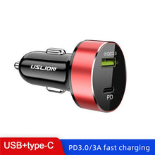 Load image into Gallery viewer, USLION Quick Charge 3.0 USB Car Charger for iPhone 11 Pro Max Xiaomi USB C Fast Charging Mobile Phone Chargers PD3.0 + QC3.0-Homeoption Store