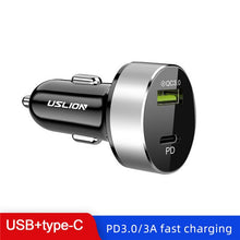 Load image into Gallery viewer, USLION Quick Charge 3.0 USB Car Charger for iPhone 11 Pro Max Xiaomi USB C Fast Charging Mobile Phone Chargers PD3.0 + QC3.0-Homeoption Store