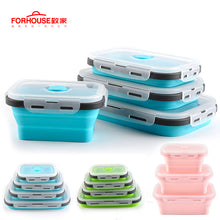 Load image into Gallery viewer, Silicone Collapsible Lunch Box Food Storage Container Bento BPA Free Microwavable Portable Picnic Camping Rectangle Outdoor Box-Homeoption Store