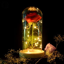 Load image into Gallery viewer, Rose In Flask Beauty And The Beast Gold-plated Red Rose With LED Light In Glass Dome For Wedding Party Mother's Day Gift-Homeoption Store