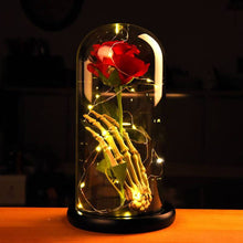 Load image into Gallery viewer, Rose In Flask Beauty And The Beast Gold-plated Red Rose With LED Light In Glass Dome For Wedding Party Mother's Day Gift-Homeoption Store