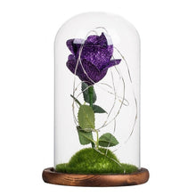 Load image into Gallery viewer, Rose In Flask Beauty And The Beast Gold-plated Red Rose With LED Light In Glass Dome For Wedding Party Mother's Day Gift-Homeoption Store